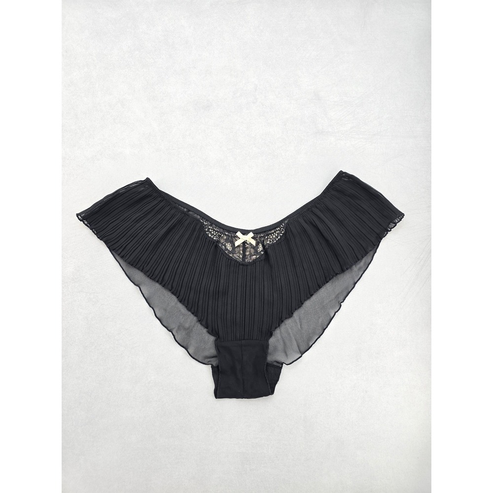 Black Lace Floral Bow Cute Whimsy Goth Sheer George Panties Large 12